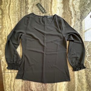 NWT Women Mikarose Black Long Sleeve Flowy Shirt/Top/Blouse